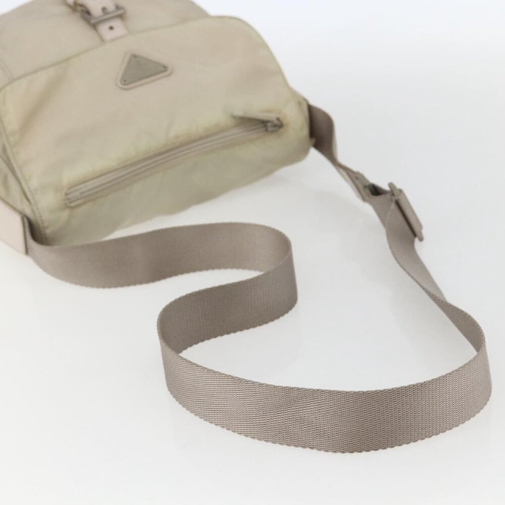 Authentic PRADA Shoulder Bag Nylon Beige Silver - Picture 14 of 16